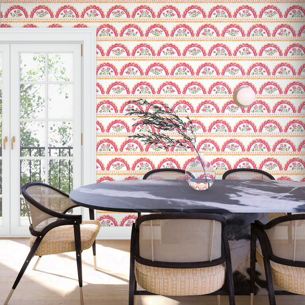 Red Wallpaper – Scallops Collection | Designer Wallcovering