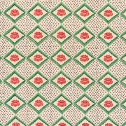 Cream + Red - Peony Fabric - Hand Block Printed Linen Cotton | Supply Showroom