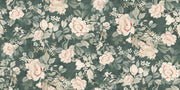 Petrol - Oyster Linen Fabric - Elegant Floral Print | Supply Showroom