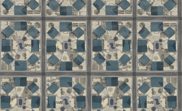 Petrol - Aerial Wallpaper | Non-Woven Fiber by Yard
