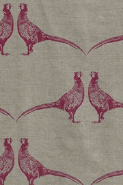 Pink on Natural - Pheasant - Linen Cotton Print Fabric | Supply Showroom