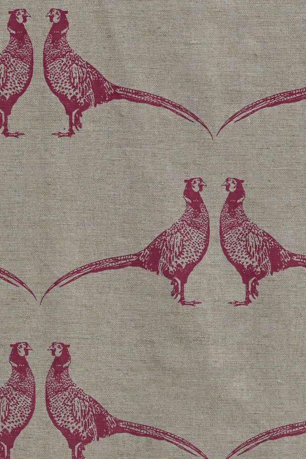 Pink on Natural - Pheasant - Linen Cotton Print Fabric | Supply Showroom