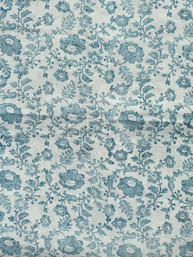 Powder Blue on Ivory Fabric - Ring A Rosie | Linen-Cotton Blend | Supply Showroom