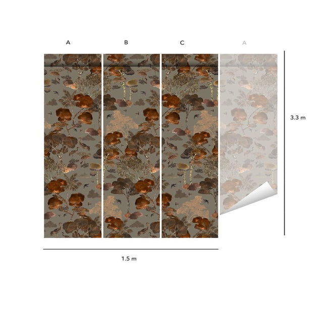 Aleteo Tobacco Wallpaper – Luxury 3-Panel Roll, Bold Wall Mural