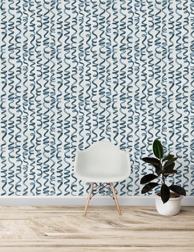 Blue Wallpaper – Samba | 5 Yard Clay-Coated Roll, 27" Wide