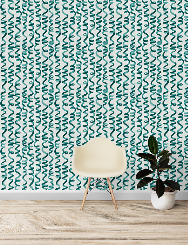 Teal Wallpaper – Samba | 5 Yard Clay-Coated Roll, 27" Wide