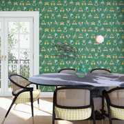 Curio Cameo Wallpaper – Jade & Yellow | Sarah Gordon Designer WP