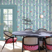 Duck Egg & Navy Curio Stripe Wallpaper – Modern Designer Wallcovering