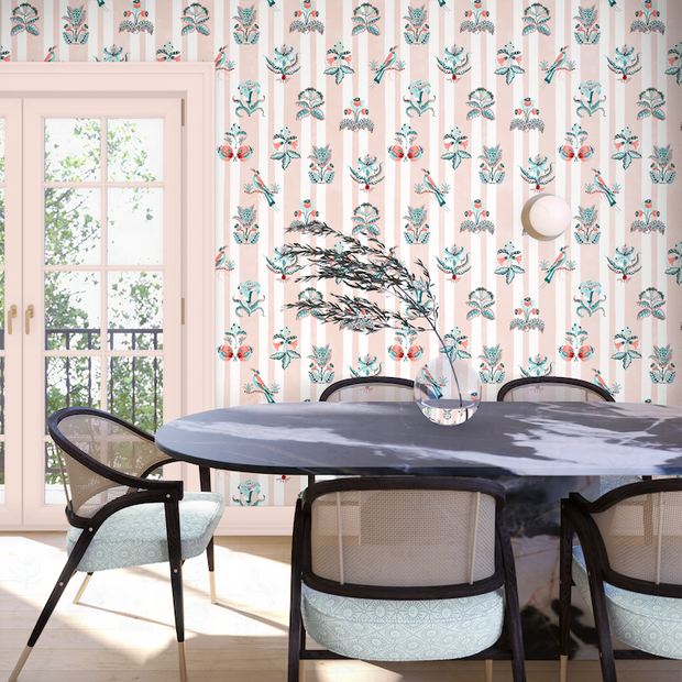 Sarah Gordon Curio Stripe in Pink Clay & Teal - WP