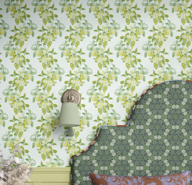 Georgia Lime Wallpaper – 10m Roll | Straight Match, Designer Style
