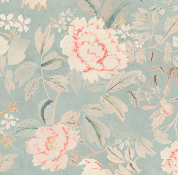 Sky Wallpaper | Peony, 27" Width, Half Drop, Sold by Yard