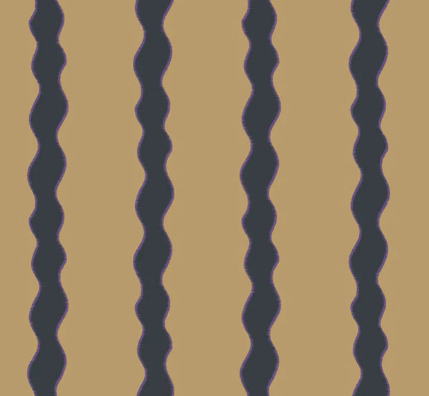 Scroll Stripe Tea Fabric – 100% Linen, 144cm Width