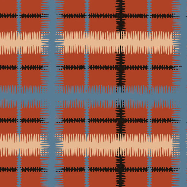 Paprika - Squiggle Tartan Grand - Linen Cotton Fabric - Premium Quality | Supply Showroom