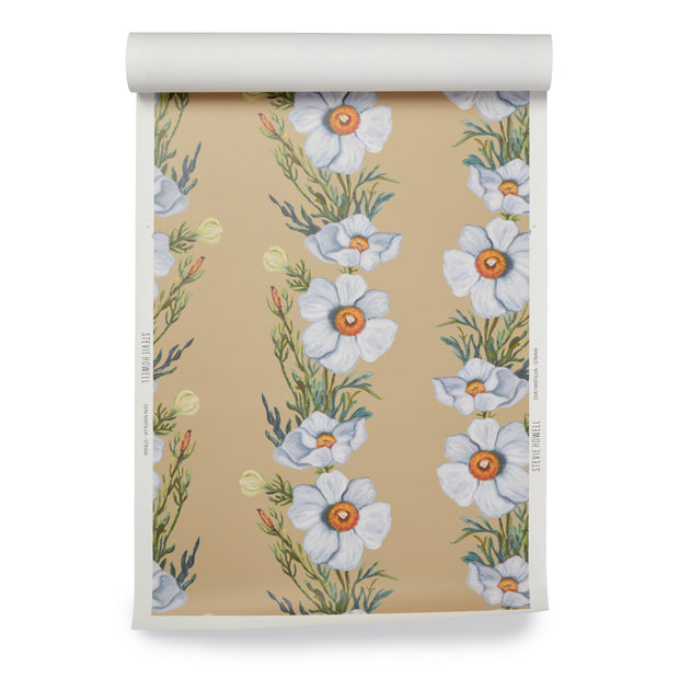 Straw Ojai Matilija Wallpaper – Botanical Yard Wallpaper