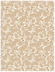 A wallpaper with a floral pattern featuring stringybark leaves in beige and brown colors. Stringybark Wallpaper – Earth | Natural Textured Wall Covering by Yard