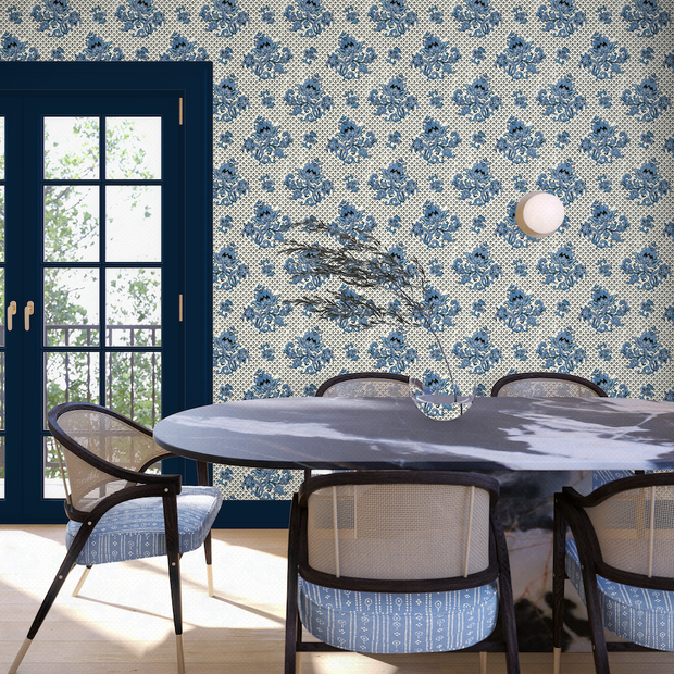 Denim Wallpaper – Flame Stitch Collection | Double Roll
