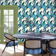 Sky & Navy Wallpaper – Moire Collection | Double Roll