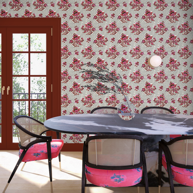 Fuchsia Wallpaper – Flame Stitch Collection | Double Roll