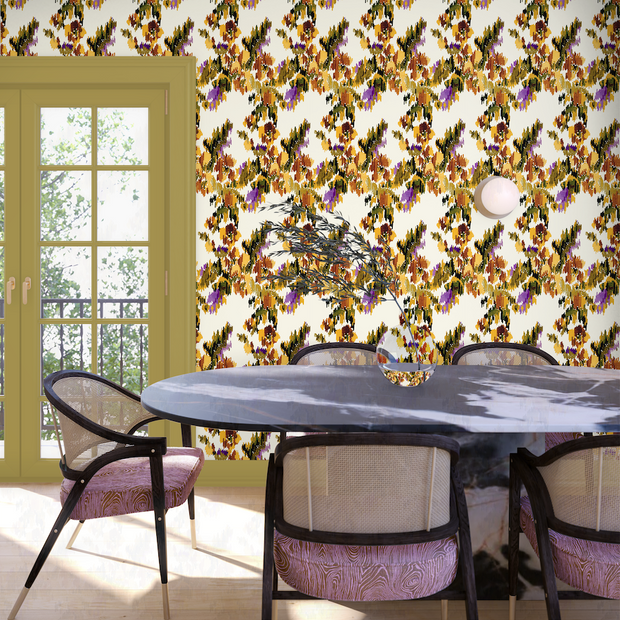 Saffron & Marigold Wallpaper – Moire Collection | Double Roll