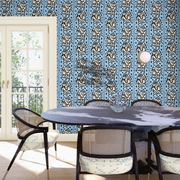 Sky & Black Tussie Mussie Wallpaper – Floral Design | Double Roll
