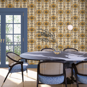 Tapestry Wallpaper in Saffron & Indigo – Non-Woven Design