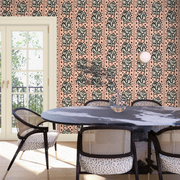Apricot & Black Tussie Mussie Wallpaper – Double Roll | Floral Half Drop