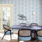 Blue Tussie Mussie Wallpaper – Double Roll | Floral Half Drop