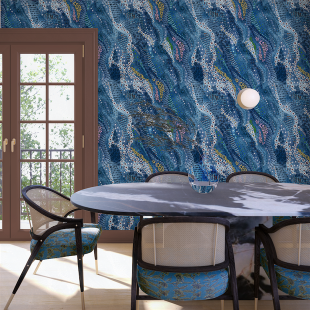 Indigo Wallpaper – Movement Collection | Designer Non-Woven Wallcovering