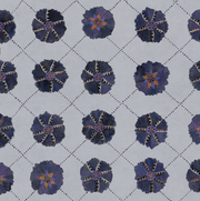 A wallpaper featuring a geometric pattern with star-shaped motifs in a blue color range.