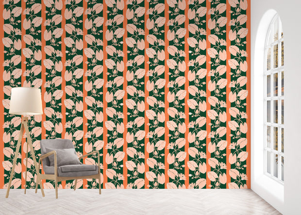 Trellis Wallpaper in Jasper & Coral | Clay Coated Roll