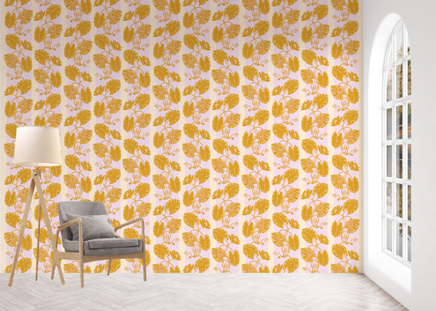 Sarah Gordon Lotus Vine in Shell Pink & Ochre - WP