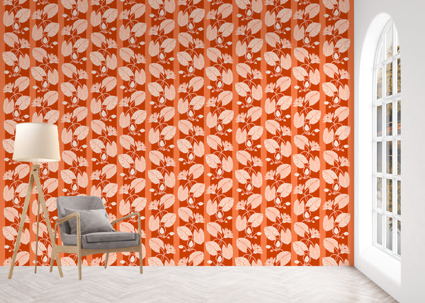 Trellis Wallpaper in Vermillion & Coral | Clay Coated Roll