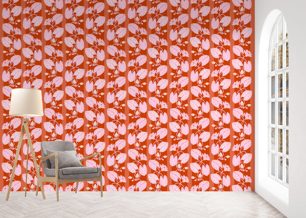 Sarah Gordon Lotus Vine in Vermillion & Pink - WP