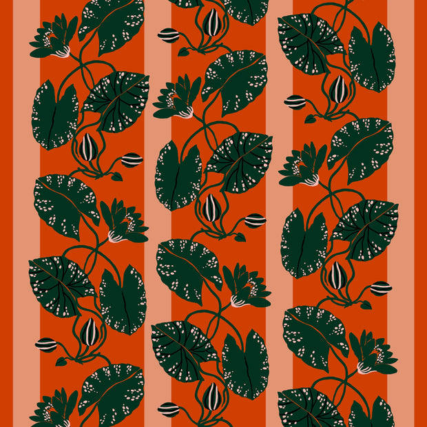 Sarah Gordon Lotus Vine in Vermillion & Deep Green - WP