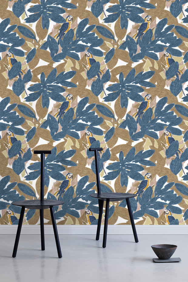 Blue Tropic Wallpaper – Luxury Designer Wall Covering by Yard