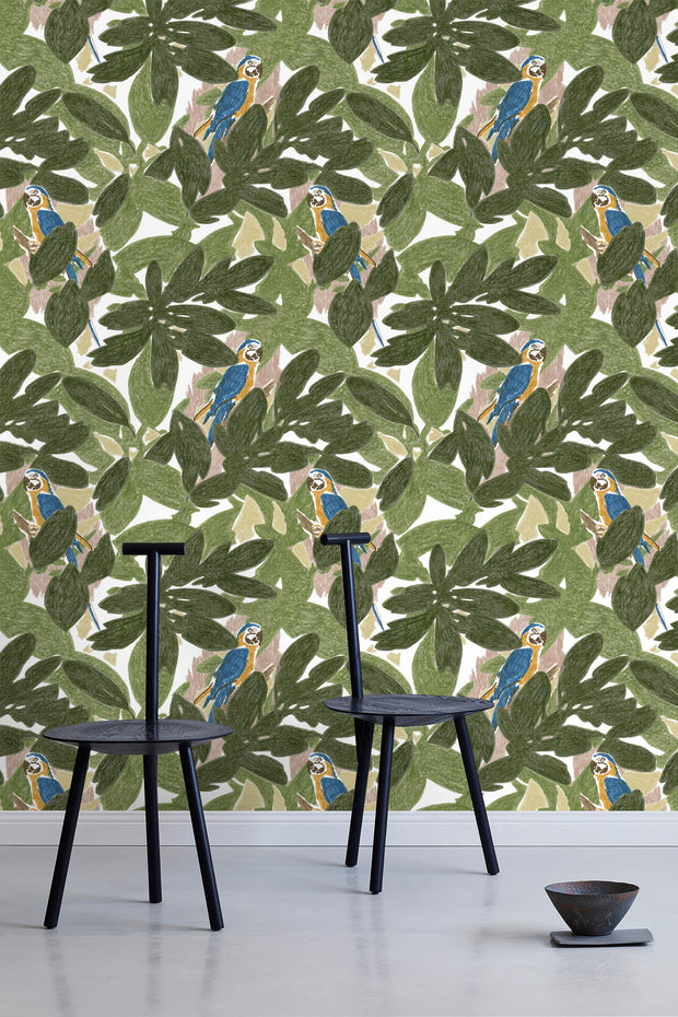 Lush Green Tropic Wallpaper – Modern Tropical Wall Covering by Yard