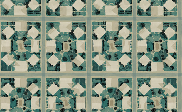 Teal - Aerial Wallpaper | Non-Woven Fiber by Yard