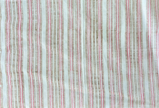 Pink/Oyster on Ivory Triple Stripe Fabric – Cotton-Linen | Supply Showroom