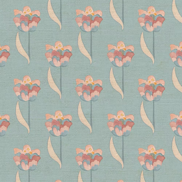 Dreamy Blue - Tulips Fabric - 100% Linen | Supply Showroom