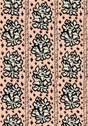 Apricot & Black Tussie Mussie Wallpaper – Double Roll | Floral Half Drop