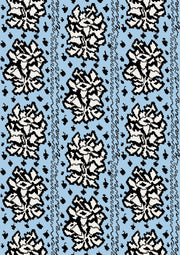 Sky & Black Tussie Mussie Wallpaper – Floral Design | Double Roll
