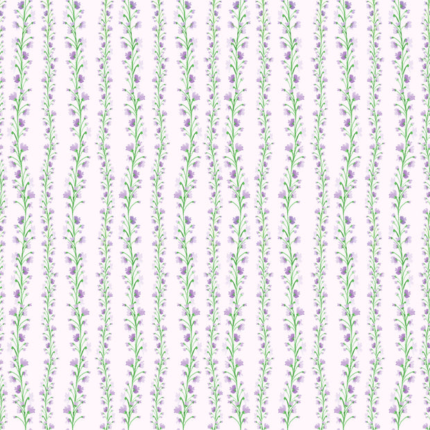 Lilac Twirling Blooms Fabric – Lightweight Oyster Linen, 54” Width