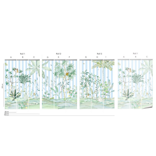 Blue Stripes - Wallpaper - Ubatuba Panoramic Mural | Supply Showroom
