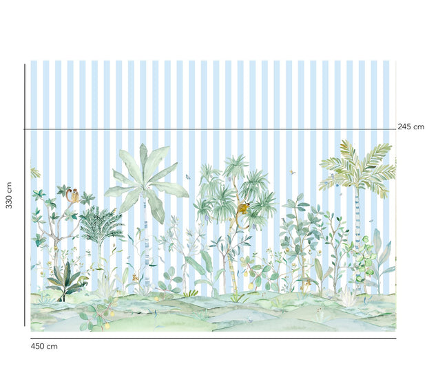 Blue Stripes - Wallpaper - Ubatuba Panoramic Mural | Supply Showroom