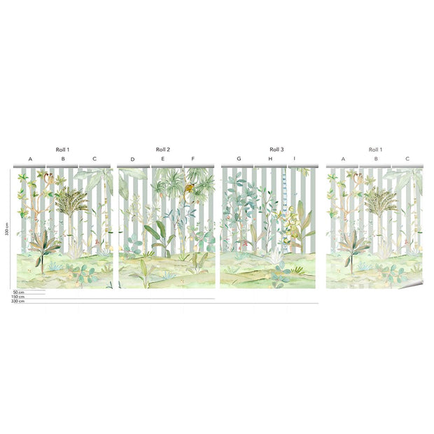 Green Stripes - Wallpaper - Ubatuba Panoramic Mural | Supply Showroom