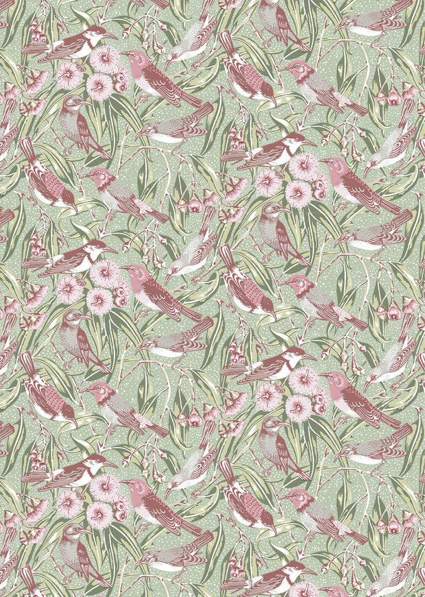 Green - WP | Flowering Gum Wallpaper by Yard, 28" Trimmed, 5-Yard Minimum