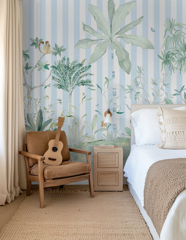 Blue Stripes - Wallpaper - Ubatuba Panoramic Mural | Supply Showroom