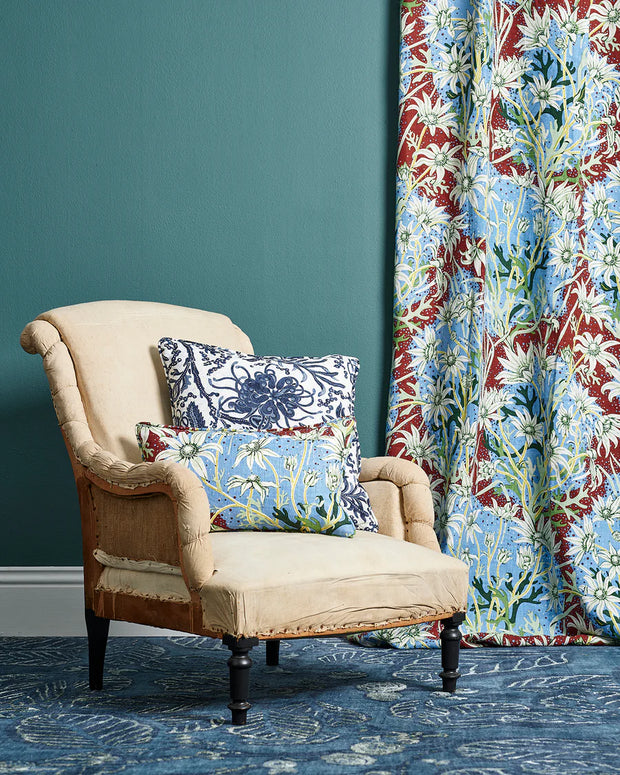 Sky Fabric – Flannel Flower, 100% Linen, 58" Width, Sold by Yard