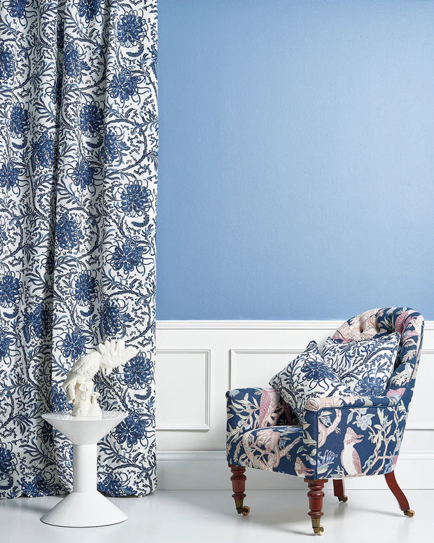 Blue Fabric – Grevillea, 100% Linen, 56" Width, Sold by Yard