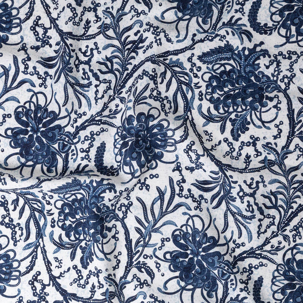 Blue Fabric – Grevillea, 100% Linen, 56" Width, Sold by Yard